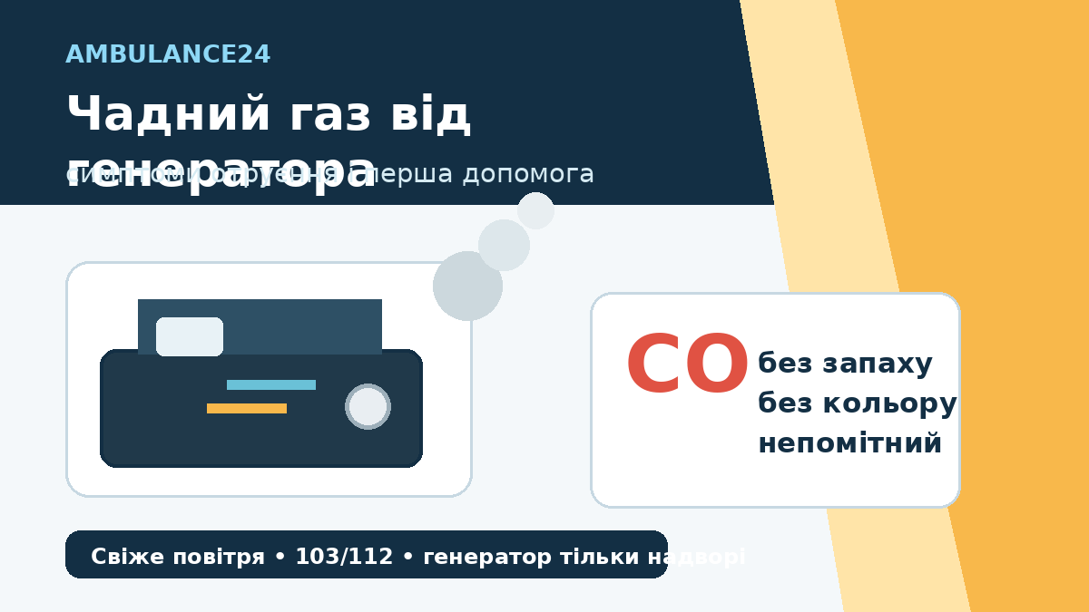 Перша допомога при отруєнні чадним газом від генератора під час відключень світла