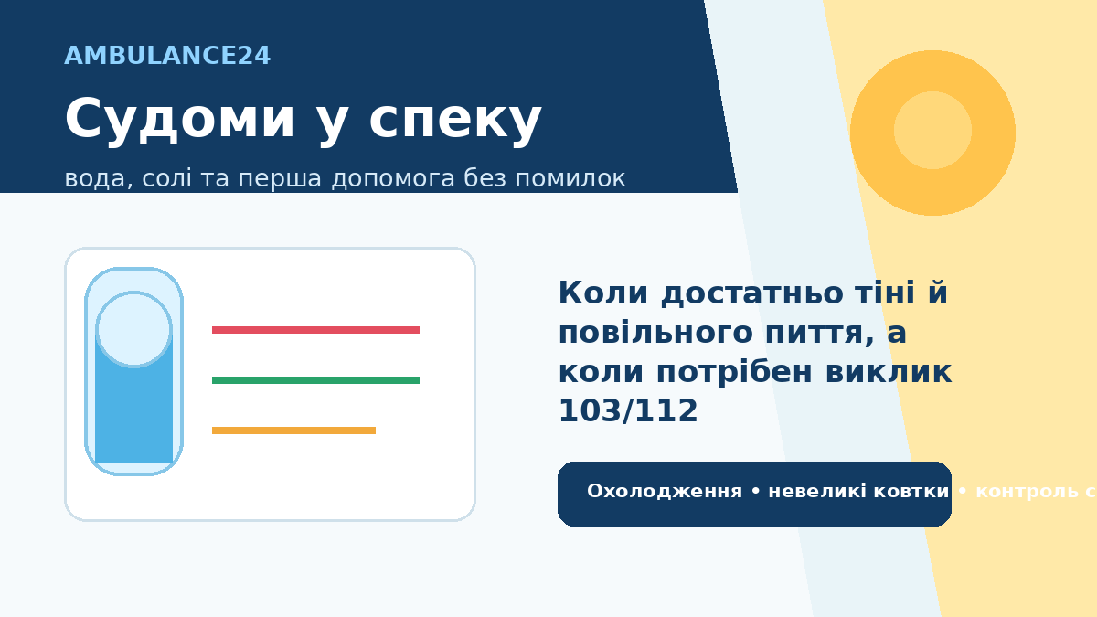 Перша допомога при судомах у спеку: вода, тінь і контроль небезпечних симптомів