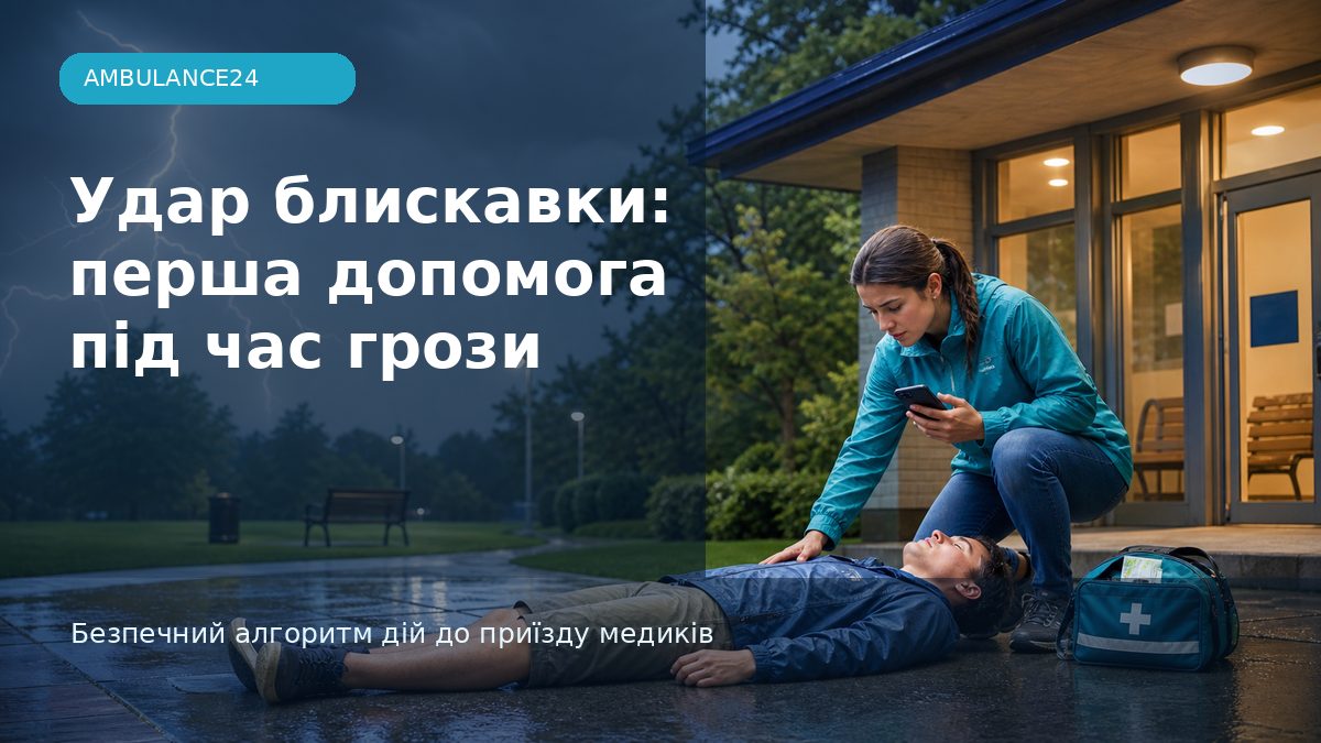 Перша допомога після удару блискавки під час грози біля безпечного укриття